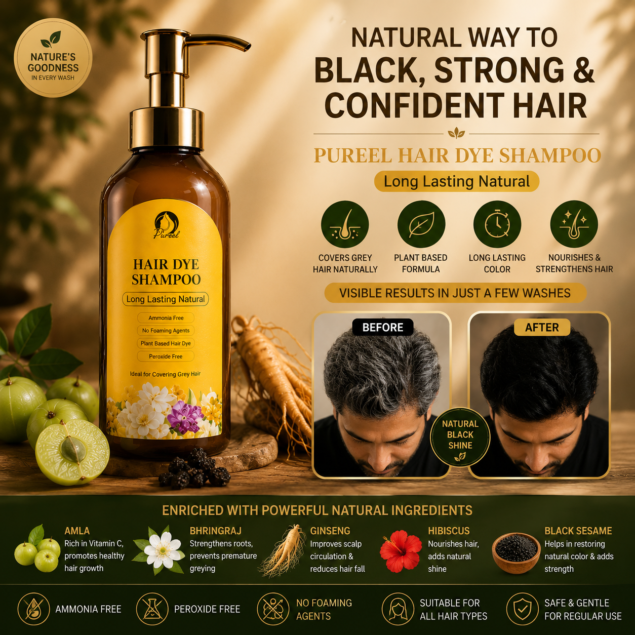 SimpleGoods™ Herbal Hair Color Shampoo